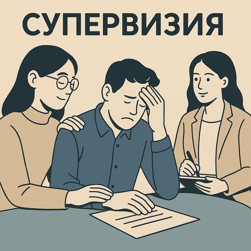 Процесс супервизии — наставник помогает специалисту осмыслить сложную профессиональную ситуацию во время консультации