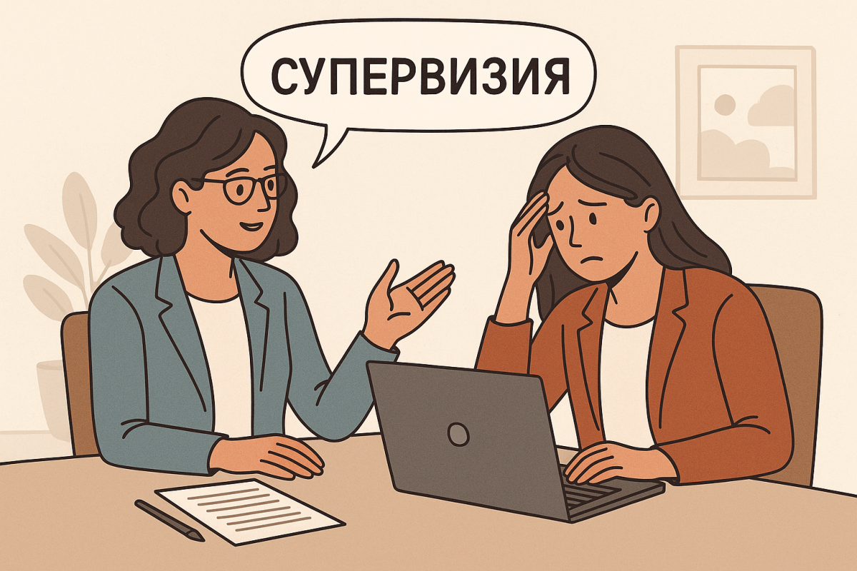 Супервизор помогает психологу разобраться со сложным случаем во время консультации — поддержка и анализ профессиональных трудностей